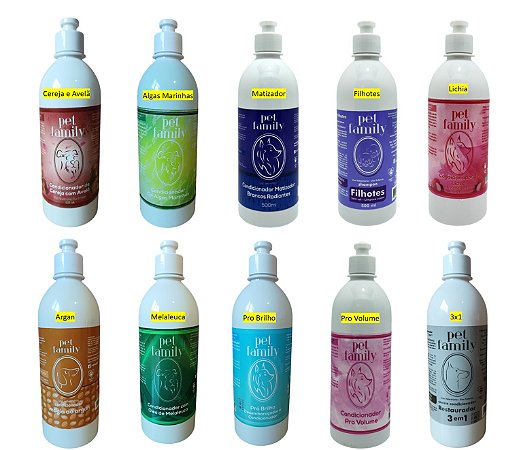 Creme Condicionador Pet Family 10 Opções Cachorro Gato Brilho Maciez 500 ml - Escolha Variação