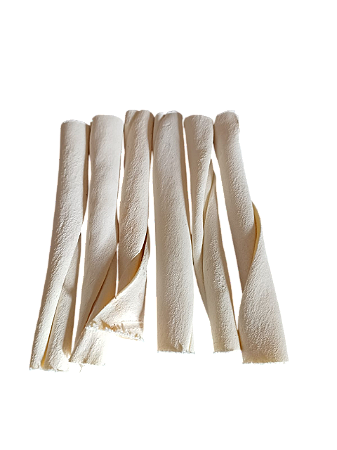 6 Unidades Osso de Couro Bovino Petisco Mastigável Tipo Twist - 12cm