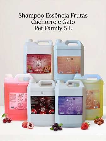 Shampoo Essência Frutas Cachorro e Gato Pet Family 5 L - escolha variação