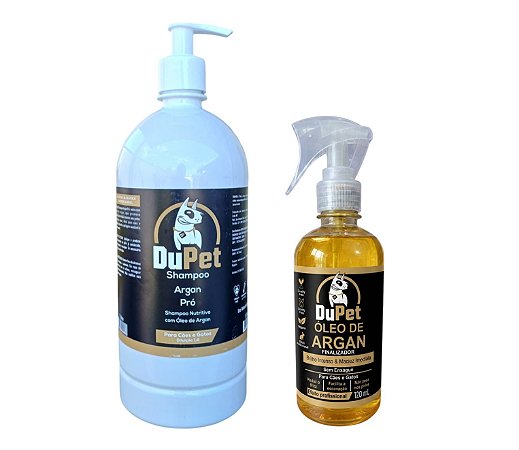 Argan Pro DuPet – Shampoo 1 Litro + Óleo Finalizador (Restauração e Brilho)120ml