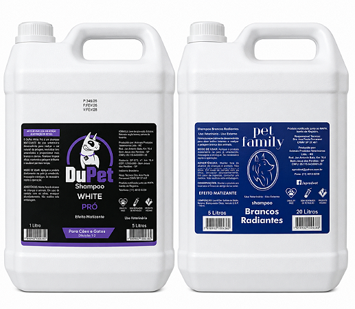 Kit Branqueador / Matizante / Clareador - Shampoo DuPet 5 L + Condicionador 5 L - Pet/Cão/Gato