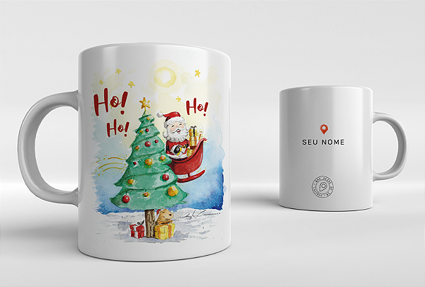 Caneca Árvore de Natal Ho! Ho! Ho!