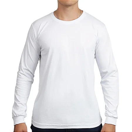 Camiseta Manga Longa de Algodão Premium Branca