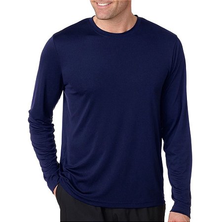 Camiseta Manga Longa de Algodão Premium Azul Marinho