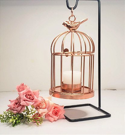 Gaiola De Passarinho Porta Vela Enfeite Decorativo Luminária