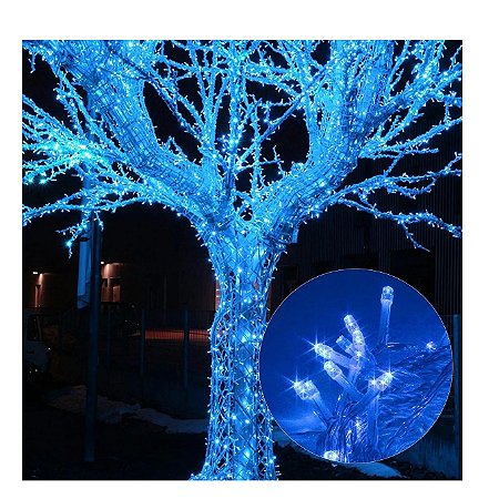 Pisca Pisca Fio Transparente 100 Lâmpadas Led 127v 10m Cor Azul 8 Funções