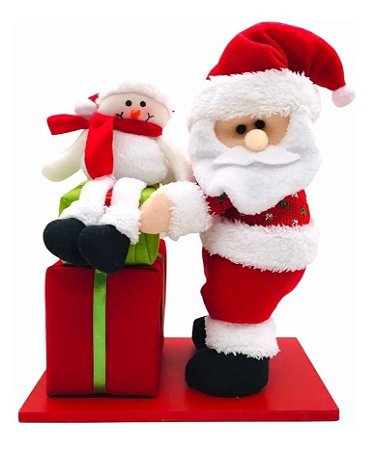 Papai Noel Boneco De Neve Enfeite Natalino Pano E Madeira