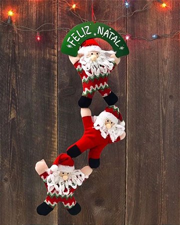 Trio De Placas Enfeite Natalino De Porta Ou Árvore De Natal Papai Noel Hou  Hou