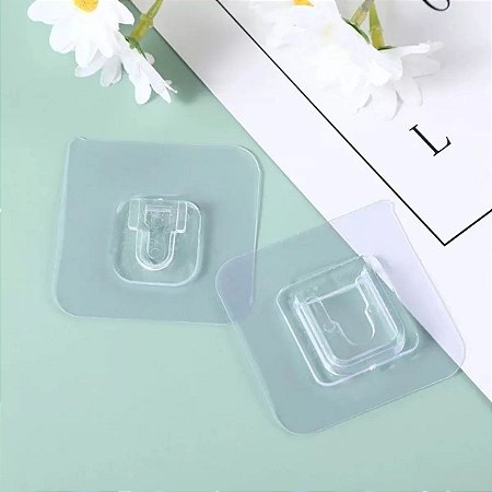 Kit 2 Pares De Ganchos Cabide Adesivo Transparente De Encaixe