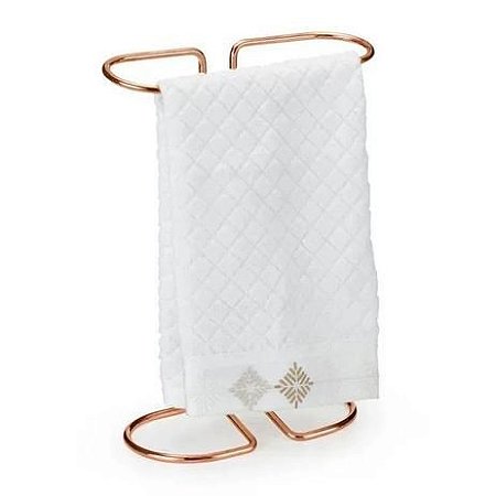 Porta Toalha De Bancada Pia Line Aço Glavanizado Cor Rose Gold 30 Cm - Arth Luxo