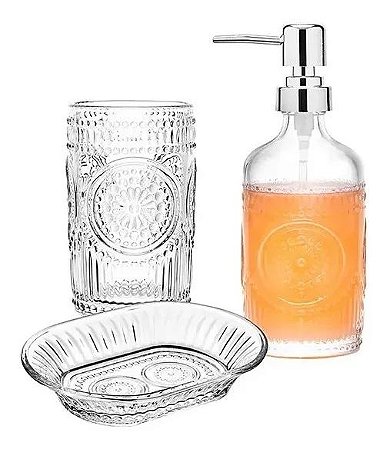 Kit Banheiro Sabonete Líquido Copo Multiuso Berlim Hauskraft PSBL0031