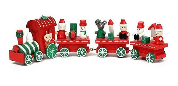 Enfeites de mini trem de madeira, conjunto de trem de Natal Trem de Natal  pintado de madeira Decoração de Natal Presente infantil, Decorações de  Natal Decoração de trem de madeira para(vermelho)