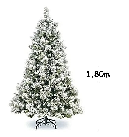 Árvore De Natal Luxo Pinheiro Com Neve Pinha 1.80m 694 Galhos