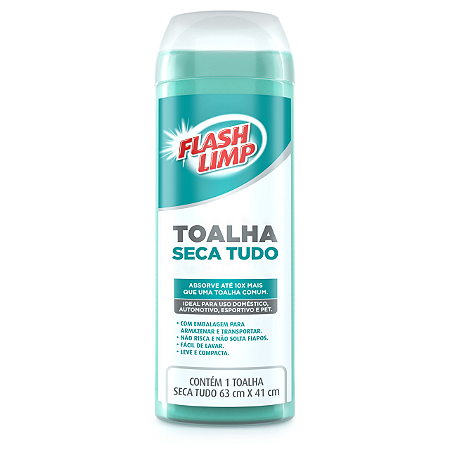 Toalha de Limpeza Smart Seca Tudo Absorve 10x Mais Flashlimp Ideal Uso Doméstico Automotivo e Pet