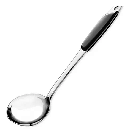 Concha Para Feijão Molho Inox Com Cabo Preto Cozinha Cor Cinza