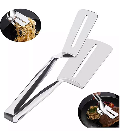 Pegador Pinça De Inox Multiuso Para Pizza Lasanha Torta Carnes