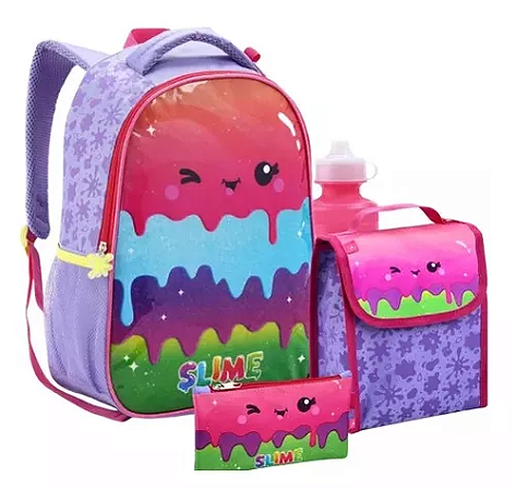 Mochila Escolar Slime Original Lancheira Maravilhas da China Tem tudo o que voce imagina