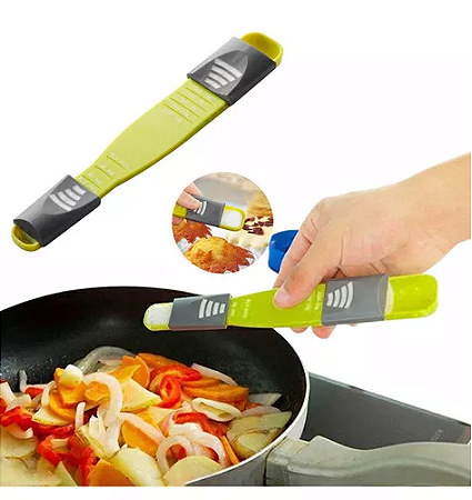 Colher Medida Retrátil Cozinha 9 Medida Grama Compacta Cor Verde-claro