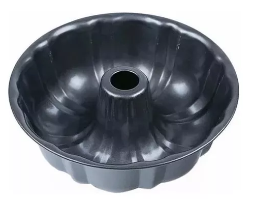 Forma De Pudim E Bolo Antiaderente Metal Assadeira 24 Cm Cor Chumbo