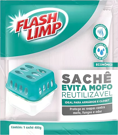 Sachê Evita Mofo Reutilizável Armários Closet Flash Limp