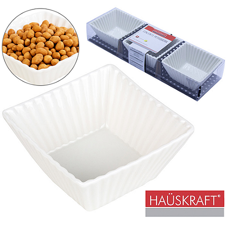 PETISQUEIRA MOLHEIRA DE PORCELANA QUADRADA HAUSKRAFT COM 3 PECAS