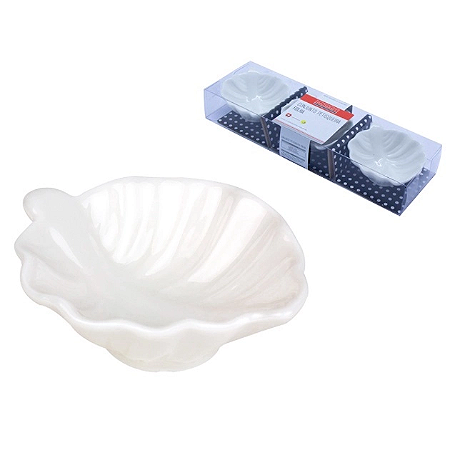 Petisqueira em Porcelana Formato Folha 7,6cm Jogo 3 Peças