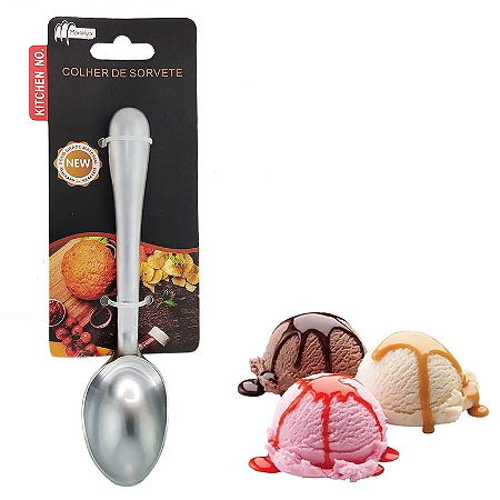 Colher de Sorvete Em Aço Inox Profissional Premium 17Cm