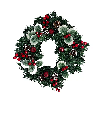 Guirlanda Verde De Natal Artificial Decorada Para Porta 40cm