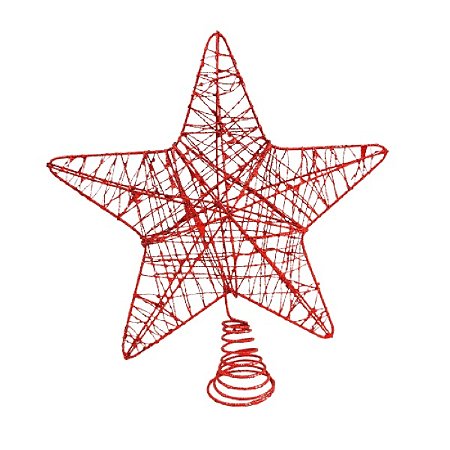 Estrela Com Glitter Aramada Ponteira Árvore De Natal 17 Cm