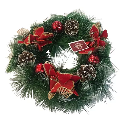 Guirlanda De Porta Decorada Verde 21 Cm Flor Natal Pinha