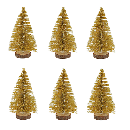 Kit Com 6 Mini Arvore Natalina Glitter 15cm Em Pvc Multiart