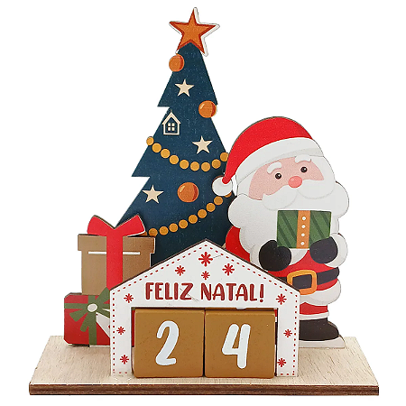Calendário Natalino Decorativo 16x15cm Em Mdf Multiart
