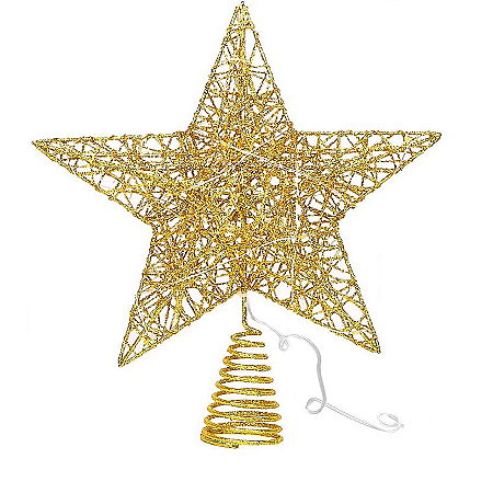 Estrela Ponteira Aramada 20 Leds Bivolt Warm Dourado Metal