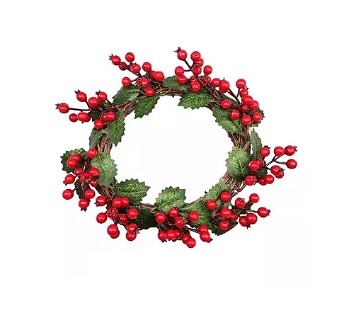Guirlanda Verde De Natal Artificial Decorada Para Porta 30cm