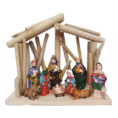 Presépio De Madeira Jesus Maria José 3 Reis Magos Natal