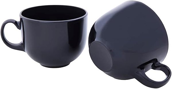 Kit com 2 Canecas Jumbo 440ml Vidro na Cor Preta Mimo Style