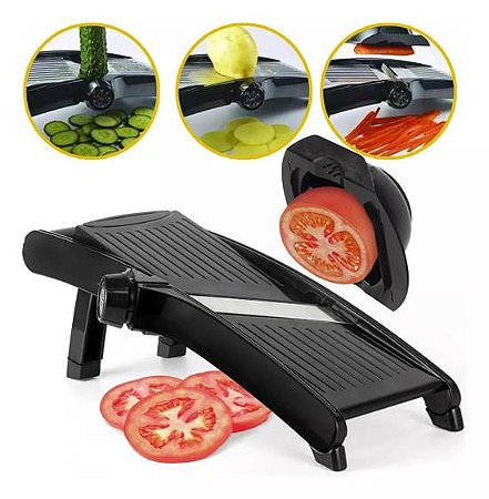 Fatiador Tipo Mandolim Com 3 Modos Lâmina De Aço Inox Preto  Kehome