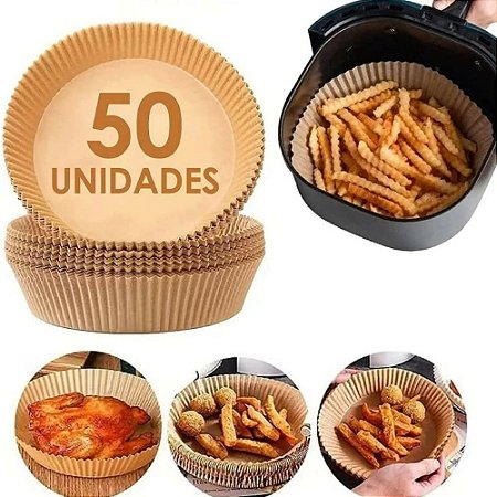 Kit 50 Formas Descartáveis Para Air Fryer 20cm Forma Redonda de Papel Descartável Antiaderente Forro Protetor Para Fritadeira Forma Top Che