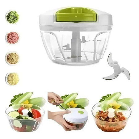 Triturador de Alimentos Manual Capacidade 500 ML 3 Lâminas Aço Inox