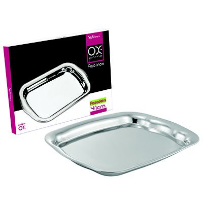 Bandeja Assadeira Retangular Em Aço Inox 41x30cm Modelo Luxo  Wellmix