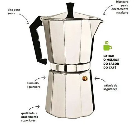 Cafeteira Italiana Para 9 Xícaras 450ml Wincy Material Alumínio