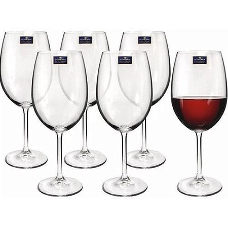 Jogo Com 6 Taças De Vidro Para Vinho Cristal Bohemia 450 Ml