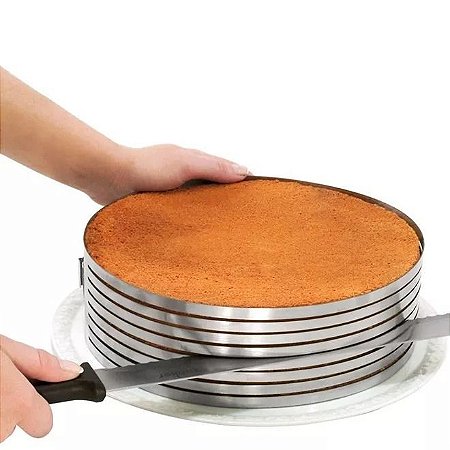 Aro Inox Ajustável Fatiador de Camadas p/ Bolo 24-30 cm