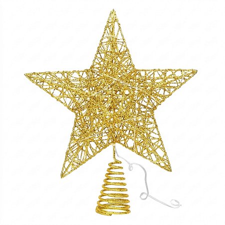 Estrela Ponteira Aramada 30 Leds Bivolt Warm Dourado Metal