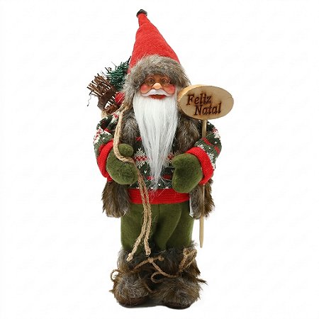 Papai Noel Lenhador Boneco Enfeite De Natal 30 Cm Luxo