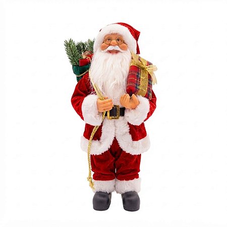 Papai Noel Boneco Enfeite Caixa De Presente 30cm Luxo Natal