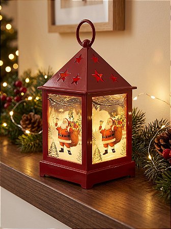Luminária Vela Natalina Casa Led A Pilha Inclusa Vermelha 13cm