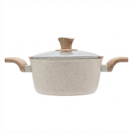 Panela Caçarola Indução Com tampa Vidro 2,4l Creme -dolce Home