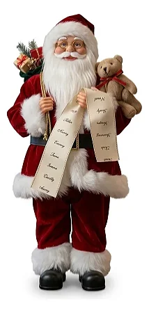 Papai Noel 30cm Enfeite Boneco Luxo Lista De Presente Urso