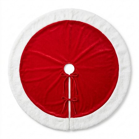 Saia Tapete Para Árvore Natal Luxo Vermelha Veludo 80cm